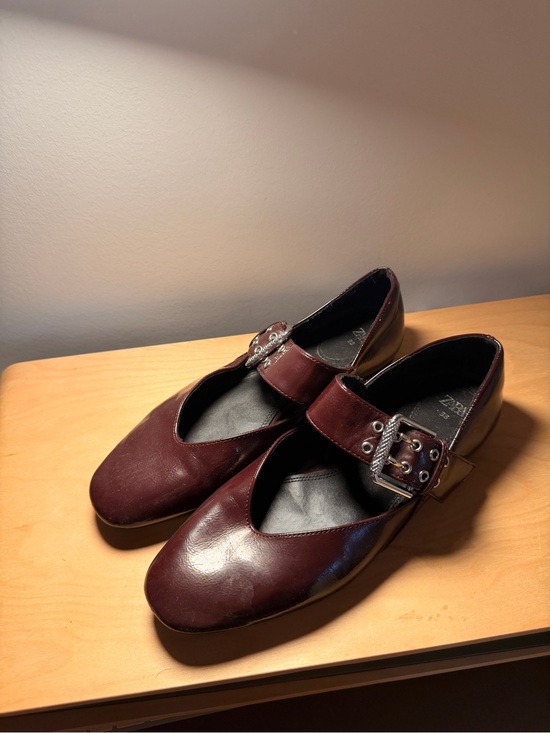 Zara Shoes - Zara Burgundy Patent Mary Jane Ballet Flat
